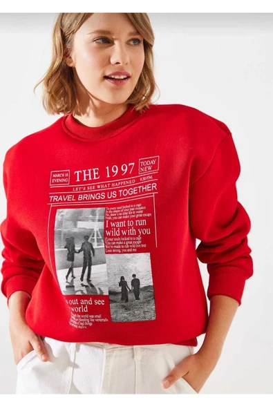 KOZİA OUTDOORS malkoçbey gazete baskılı oversize unisex o yaka swaetşhirt ürün görseli