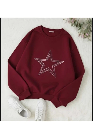 blackbonds Unisex Star Stroke Taş Baskılı Sweatshirt - Resim 4