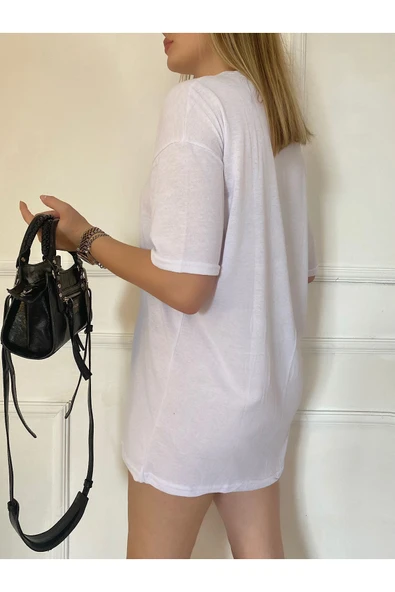 my trendy Unısex Düz Renk Basic Oversize Pamuklu Örme Kısa Kollu Bol Kalıp Tshirt - Resim 4