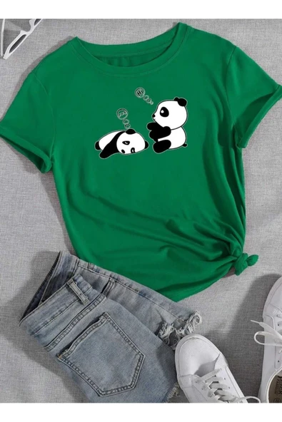 KOZİA OUTDOORS malkoçbey sevimli pandalar baskılı t-şhirt - Resim 6