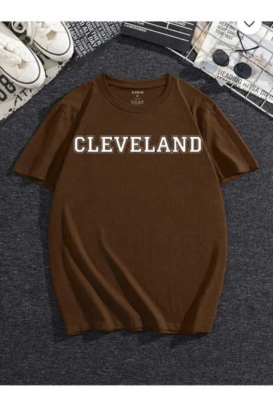 KOZİA OUTDOORS Rahat Kalıp Bisiklet Yaka Baskılı Oversize Pamuklu Tişört - Resim 2