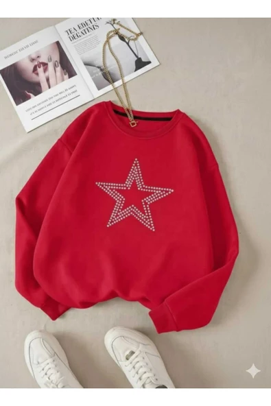 blackbonds Unisex Star Stroke Taş Baskılı Sweatshirt - Resim 11