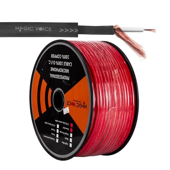 Magicvoice Mi̇krofon Kablosu Mono 1. Kali̇te 100 Metre Kırmızı ürün görseli