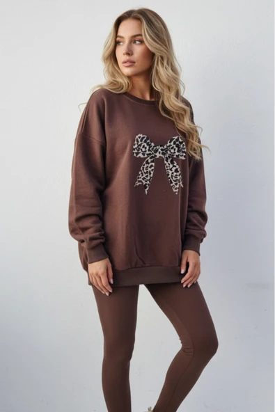 KOZİA OUTDOORS baskılı oversize unsex bisiklet yaka kadın sweatşhirt - Resim 2