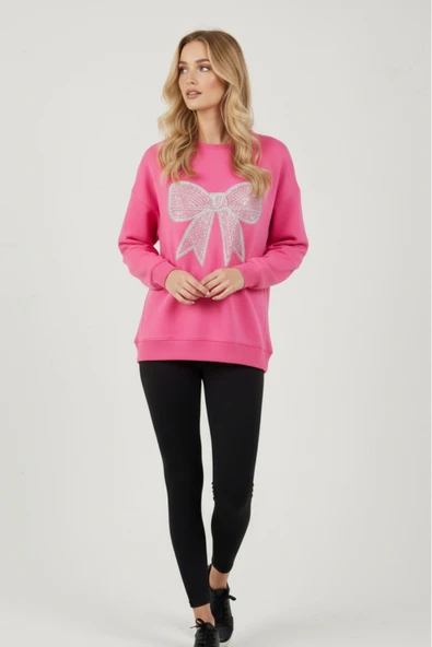 blackbonds Kadın Bakır Terazi Baskılı Oversıze Unısex Sweatshirt Uzun Blckbnds - Resim 11