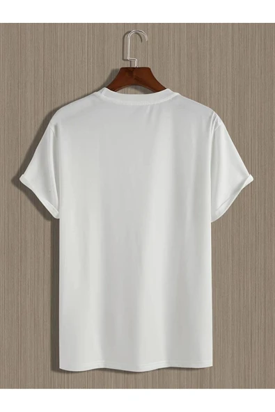 kenoger Unisex Oversize Fit Bisiklet Yaka Creative Yazı Baskılı Tişört - Resim 7