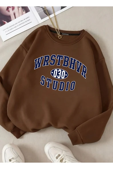 eymore WRSTBHVR 030 STUDİO BASKILI BİSİKLET YAKALI SWEATSHİRT ürün görseli