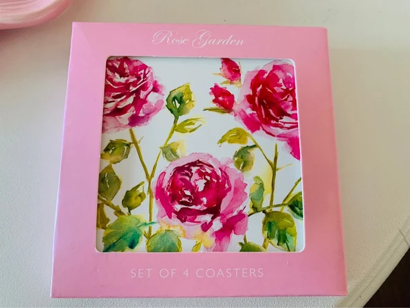 The Leonardo Collection Lesser & Pavey Jennifer Rose Özel Tasarımı Rose Garden Serisi Shabby Chic Çiçek/Pembe Gül Desenli Bardak/Kupa Altlığı - Resim 3