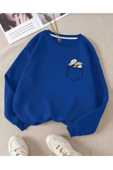 KOZİA OUTDOORS o yaka baskılı oversize unisex sweatşhirt - Resim 5