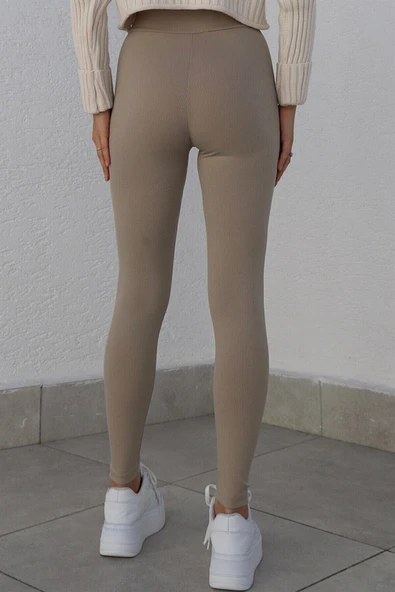 shiron Toparlayıcı Dikişsiz Fitilli Rahat Tayt - Resim 3