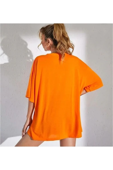 KOZİA OUTDOORS nope baskılı unısex oversize oranj t-şhirt - Resim 2