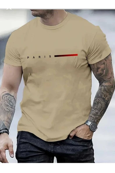 KOZİA OUTDOORS malkoçbey kısa çizgi paris baskılı oversize unisex basic t-şhirt - Resim 7