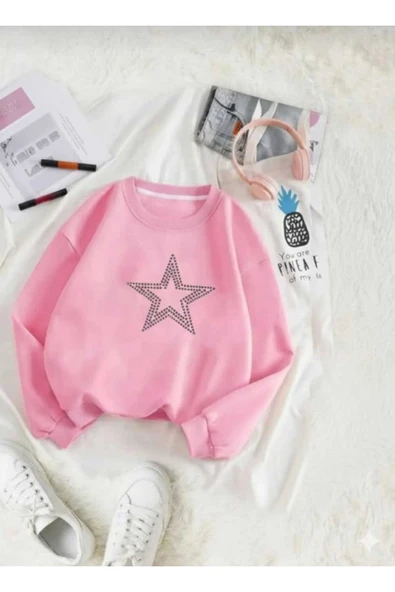 blackbonds Unisex Star Stroke Taş Baskılı Sweatshirt - Resim 12