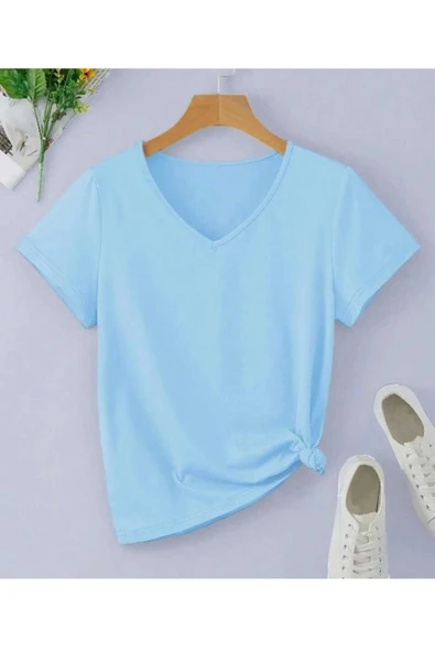 KOZİA OUTDOORS Pamuklu Oversize Basic V Yaka Unisex Tişört - Resim 3