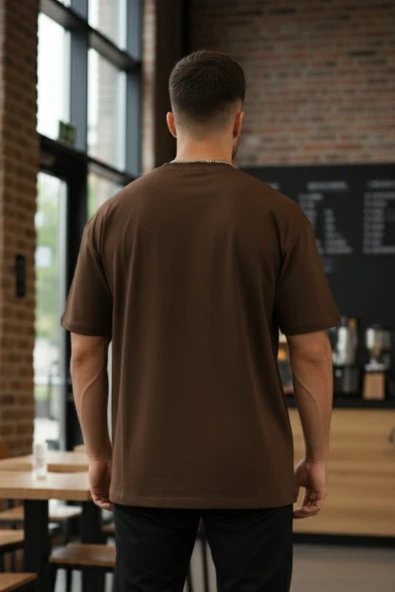 KOZİA OUTDOORS dikey baskılı o yaka oversize unisex basic t-şhirt - Resim 10