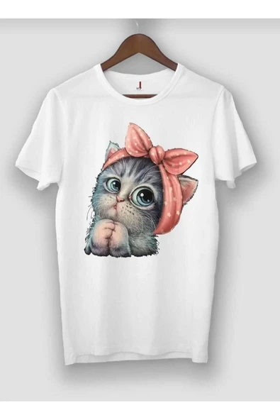 KOZİA OUTDOORS MALKOÇBEY SEVİMLİ KEDİ BASKILI BEYAZ OYAKA OVERSİZE UNİSEX T-ŞHİRT ürün görseli