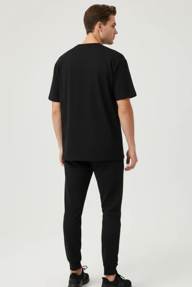 KOZİA OUTDOORS MALOÇBEY modern black baskılı oversize unisex basic o yaka t-şhirt - Resim 6