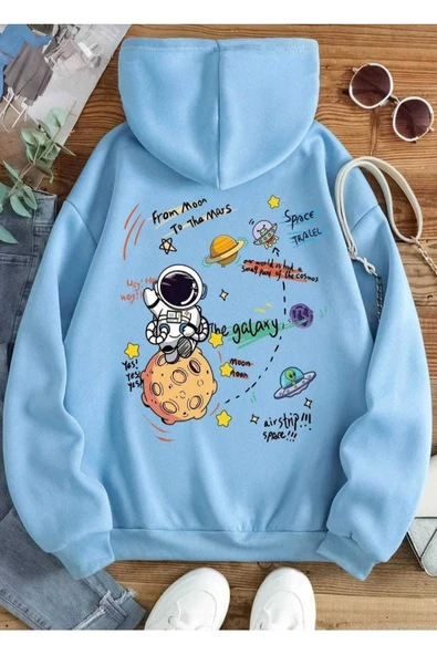 KOZİA OUTDOORS Malkoçbey THE GALAXY baskılı kapüşonlu sweatşhirt - Resim 5