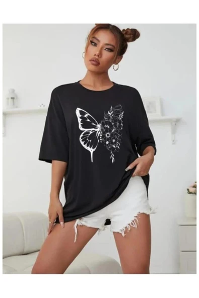 KOZİA OUTDOORS malkocbey kelebek baskılı lsiyah t-şhirt ürün görseli
