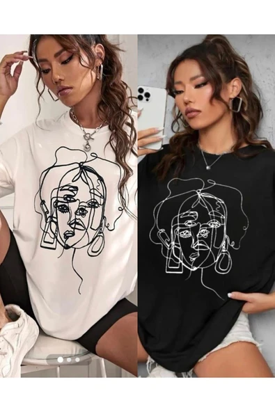 KOZİA OUTDOORS Kadın Siyah Ve Beyaz 2'li Paket Bisiklet Yaka tşhit ürün görseli