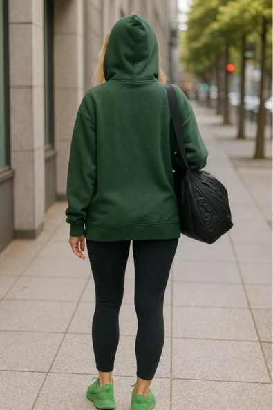 KOZİA OUTDOORS kurdela baskılı kadın kapuson basic swaetşhirt - Resim 6