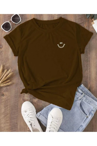 KOZİA OUTDOORS Smile Baskılı Oversize Unisex Basic Tişört Günlük Rahat Tasarım - Resim 3