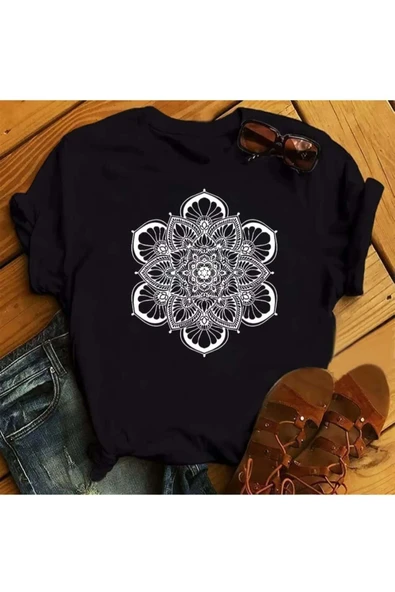 KOZİA OUTDOORS malkocbey çiçek baskılı siyah oversize unisex t-şhirt ürün görseli