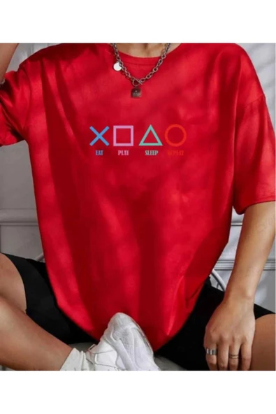 KOZİA OUTDOORS malkoçbey play game baskılı oversize unisex basic t-şihirt - Resim 3