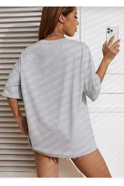 KOZİA OUTDOORS gazete baskılı oversize unisex o yaka basic t-şhirt - Resim 2