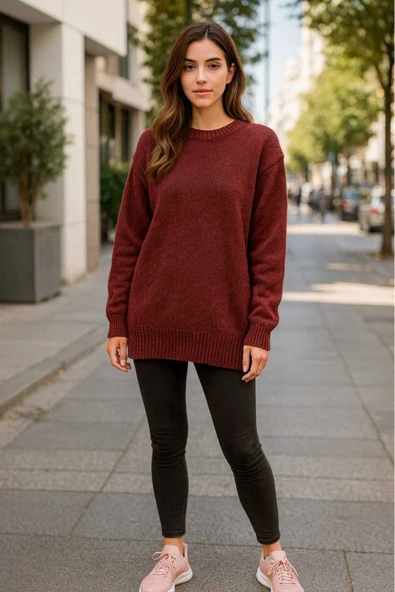 KOZİA OUTDOORS Kadın Kışlık Triko Kazak Siyah Gri Kalın Çizgili Crop - Resim 4