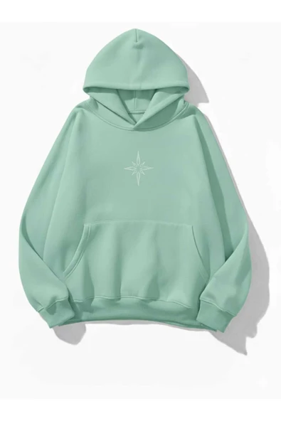 blackbonds Unisex Renkli Kapüşonlu Sweatshirt küçük pusula baskılı ürün görseli