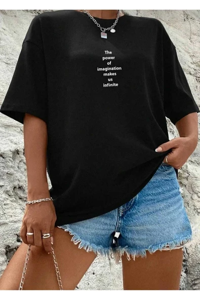 KOZİA OUTDOORS MALKOÇBEY  THE POVER BASKILI OVERSİZE UNİSEX BASİC T-ŞHİRT - Resim 5