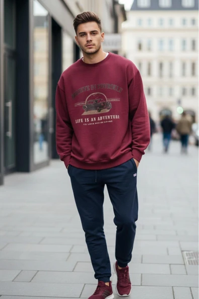 KOZİA OUTDOORS o yaka baskılı oversize unisex sweatşhirt - Resim 12