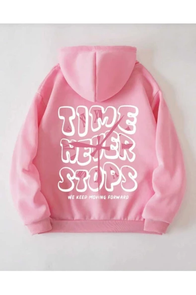 KOZİA OUTDOORS TIME BASKILI OVERSİZE UNİSEX KAPÜŞONLU SWETŞHİRT - Resim 4