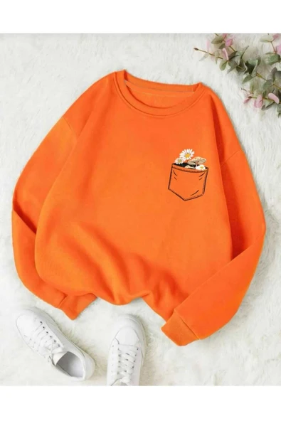 KOZİA OUTDOORS o yaka baskılı oversize unisex sweatşhirt - Resim 4