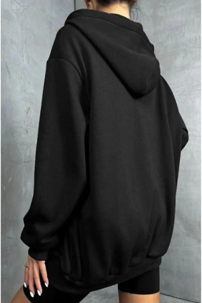 blackbonds Unisex Siyah Oversize 3 Iplik Sweatshirt - Resim 3