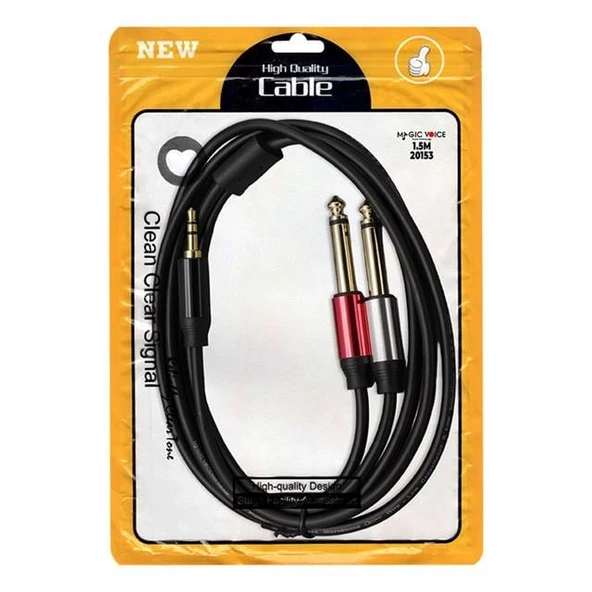 Magicvoice LD360 3.5 Mm Aux Stereo Erkek - 2x 6.3 Mm Mono Erkek 1.5 Metre Kablo - Resim 2