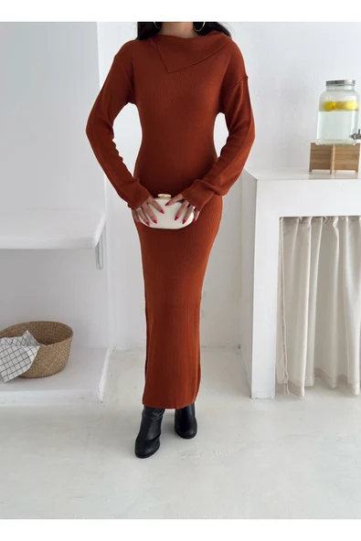 beyaz style Kadın Fitilli Kaşkorse Kumaş Elbise Boy 135cm - Resim 3