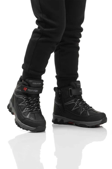 Ayakmod Siyah Polarlı Kaymaz Çocuk Outdoor Bot 2301 F ürün görseli