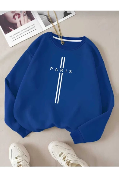 KOZİA OUTDOORS PARİS DİKEY BASKILI OVERSİZE UNİSEX O YAKA SWEAŞHİRT - Resim 6