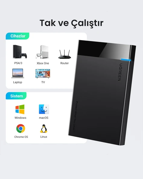 UGREEN USB 3.0 2.5 İnç Harici HDD/SSD Disk Kutusu, 30848 - Resim 6