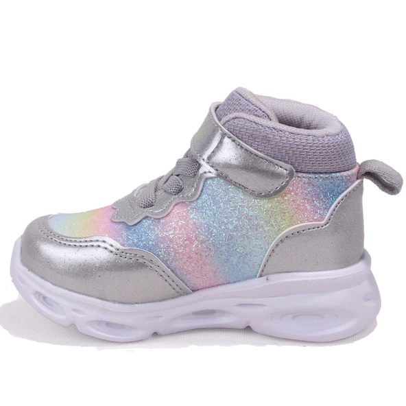 Vicco Poni 946B25K430 Gümüş Ortopedik Işıklı Kız Bebe Spor Bot - Resim 3