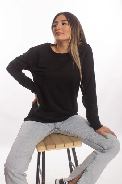 blackbonds Kadin Gri Basic Oversize Sweatshirt - Resim 8