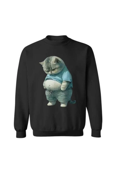 KOZİA OUTDOORS malkoçbey şişman kedi figürlü sweatşhirt - Resim 2