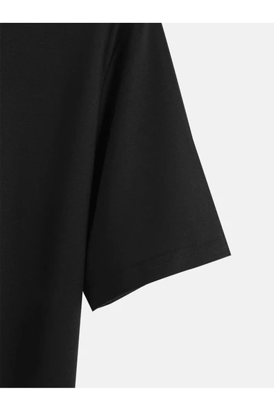 kenoger Unisex Oversize Fit Bisiklet Yaka Creative Yazı Baskılı Tişört - Resim 5