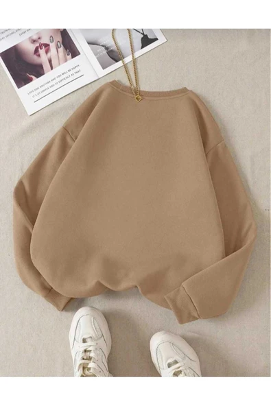 KOZİA OUTDOORS renkli tüy baskılı oversize unisex basic sweatşhirt - Resim 10