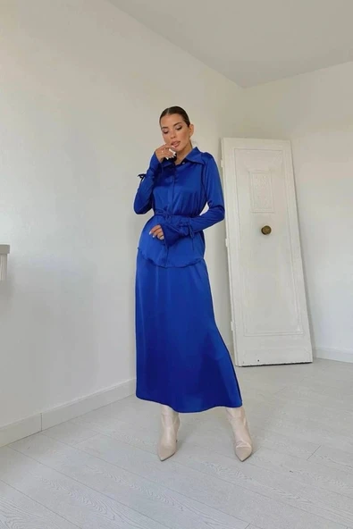 aks Biyeli Gömlek Ve Etek Takım - Resim 2