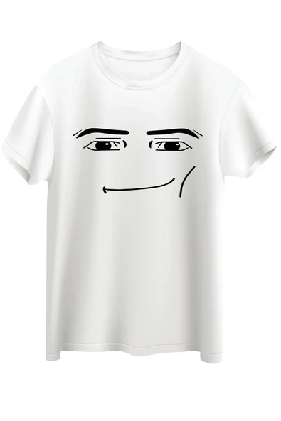 Butik Roblox Face Man Tişört Beyaz Unisex Tshirt ürün görseli
