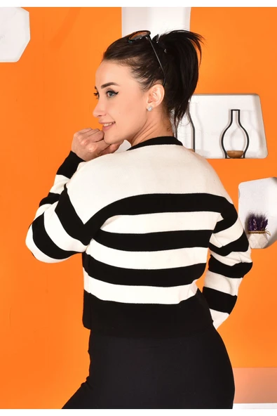 Oben Triko Kadın Triko Düğme Detaylı Ceket - Resim 5