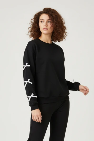 KOZİA OUTDOORS baskılı oversize unsex bisiklet yaka kadın sweatşhirt - Resim 11